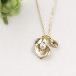 Leaf initial, Calla lily flower necklace,Initial necklace, freshwater pearl, mothers day