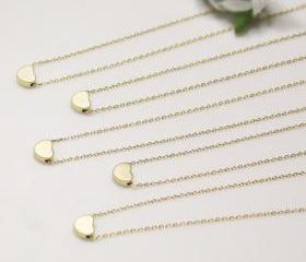 Bridesmaid gifts - Set of 5 - Golden tiny heart simple necklaceFrom ElliesButton
