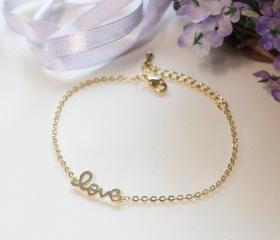 Bridesmaid gifts - Set of 5 - Love bracelet in gold