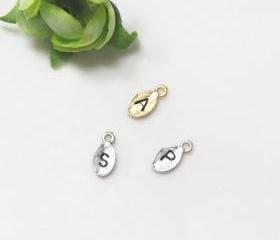 ADD an Initial, Leaf Charm, Letter monogram