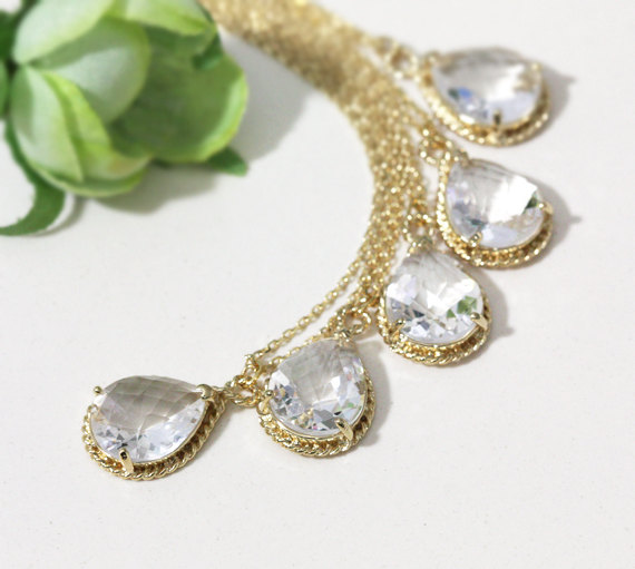 Bridesmaid necklace Set white Clear gifts bridesmaid of 5 hong crystal drop gifts kong Bridesmaid necklace Set white Clear gifts bridesmaid of 5 hong crystal drop gifts kong